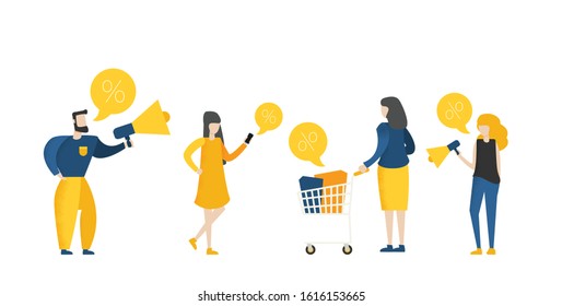 Online shopping salesman flat vector image