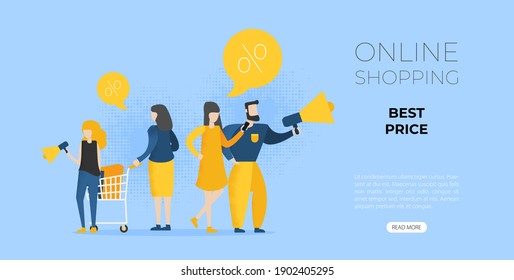 Online shopping salesman flat vector image