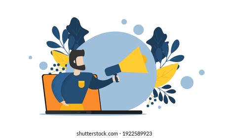 Online shopping salesman flat vector image