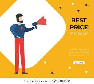 Vendedor de compras en línea imagen vectorial plana