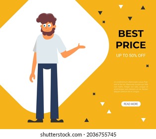 Vendedor de compras en línea imagen vectorial plana