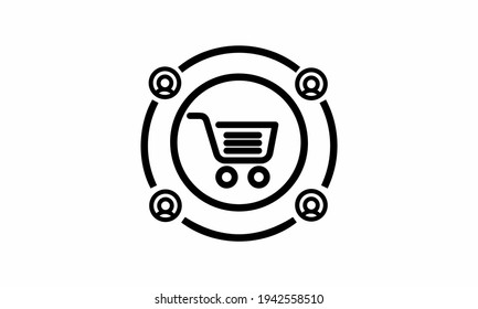 Online shopping service icon flat style vector illustration.