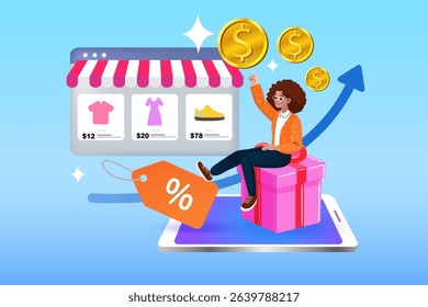 online shopping services. Smartphone marketing and e-commerce. shopping bag lifestyle woman. social shop have promotion and discount your buy shop now ,modern life technology. Vector illustration.