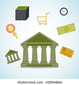 Online Shopping set Design, vector in degrade color backdrop