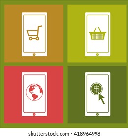 Online Shopping set Design vector in color backdrop
