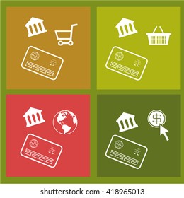 Online Shopping set Design vector in color backdrop