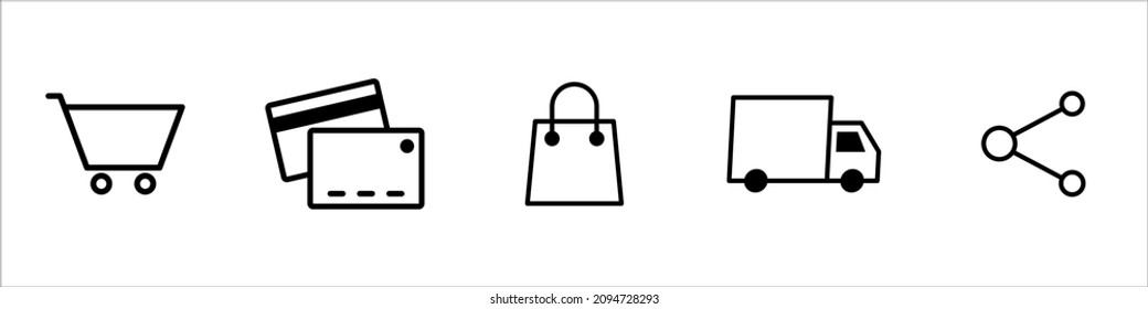 online shopping set icon design template. Trendy style, vector eps 10