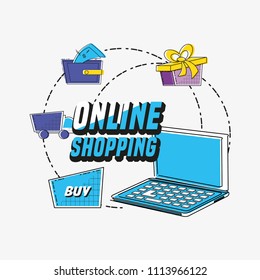 online shopping set icons