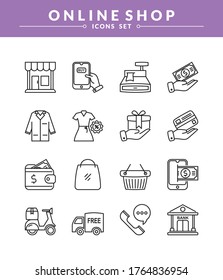 Online shopping and shipping icon set, New and trendy linear pictogram pack. modern vector icon concept for web graphics