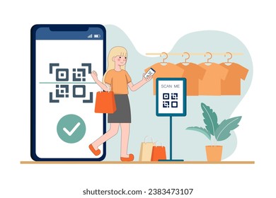 online shopping in online shops. People buy dresses, shirts and pants in online shops. Shoppers buying on internet sale flat vector illustration..