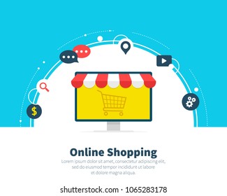 Online shopping. Signs, symbols, line icons set. Concept for web banners, websites, infographics, printed materials. Best quality. Creative flat cartoon design, vector illustration