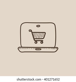 Online shopping sketch icon.