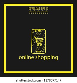 online shopping sketch vector icon