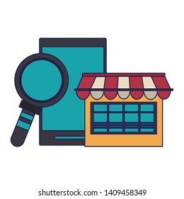 online shopping smartphone concept cartoon vector illustration graphic design