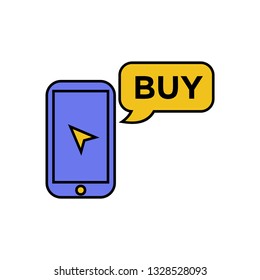 Online shopping with a smartphone - online shopping icon vector