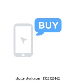 Online shopping with a smartphone - online shopping icon vector