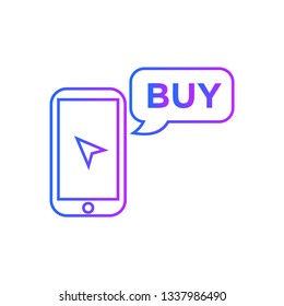 Online shopping with a smartphone - online shopping icon vector