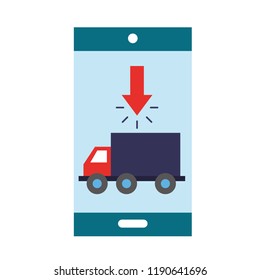 online shopping smartphone truck delivery