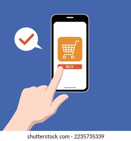 Online-Shopping mit Smartphone, Vektorgrafik