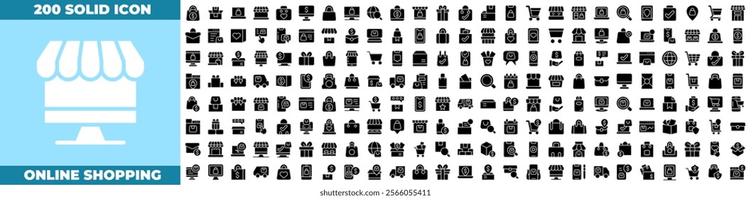 Online Shopping Solid Editable Icons set. Vector illustration in modern thin solid style of online shopping icons: shop, online, purchase, etc