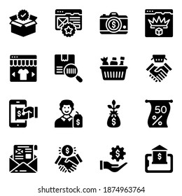 
Paquete de iconos sólidos de compras en línea 