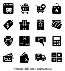 Online Shopping Solid Icons Set 