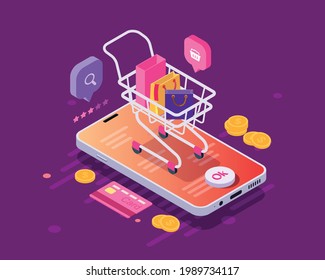 Online shopping and online store concept. online shop and online order concept. Flat vector illustration design.