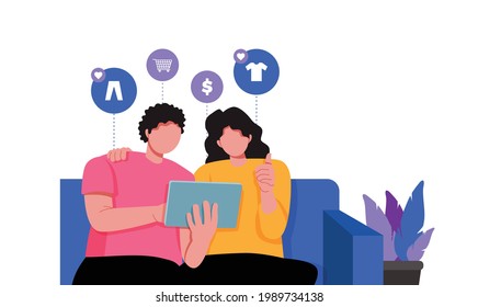 Online shopping and online store concept. online shop and online order concept. Flat vector illustration design.