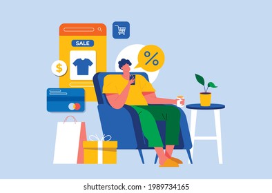 Online shopping and online store concept. online shop and online order concept. Flat vector illustration design.