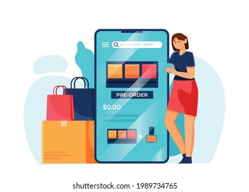 Online shopping and online store concept. Online shop and online order concept. Flat vector illustration design.