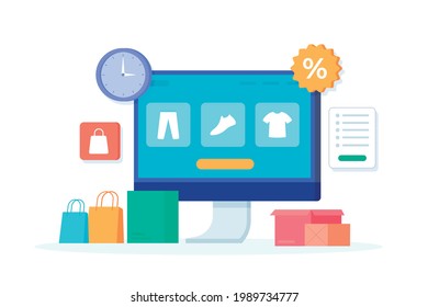 Online shopping and online store concept. Online shop and online order concept. Flat vector illustration design.