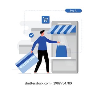 Online shopping and online store concept. Online shop and online order concept. Flat vector illustration design.