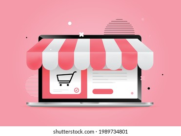 Online shopping and online store concept. Online shop and online order concept. Flat vector illustration design.