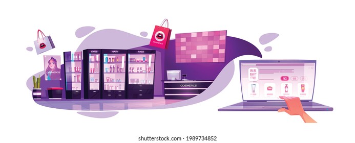 Online shopping and online store concept. Online shop and online order concept. Flat vector illustration design.