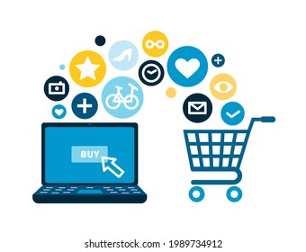 Online shopping and online store concept. Online shop and online order concept. Flat vector illustration design.