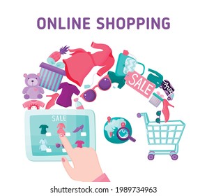 Online shopping and online store concept. Online shop and online order concept. Flat vector illustration design.