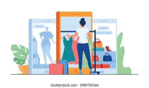 Online shopping and online store concept. Online shop and online order concept. Flat vector illustration design.