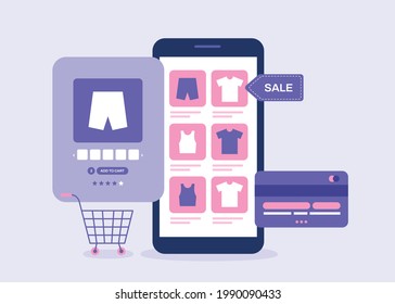 Online shopping and online store concept. Online shop and online order concept. Flat vector illustration design.