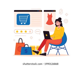 Online shopping and online store concept. Online shop and online order concept. Flat vector illustration design.