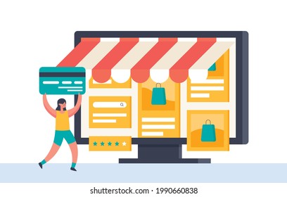 Online shopping and online store concept. Online shop and online order concept. Flat vector illustration design.