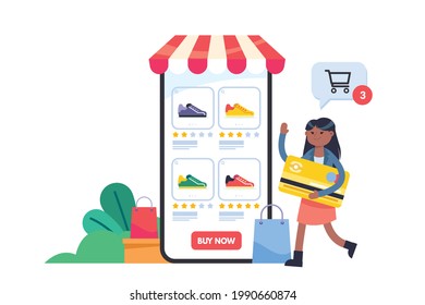 Online shopping and online store concept. Online shop and online order concept. Flat vector illustration design.