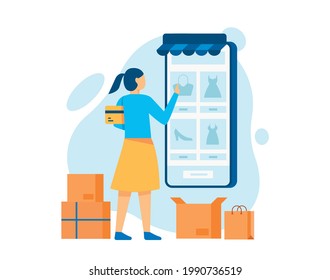 Online shopping and online store concept. Online shop and online order concept. Flat vector illustration design.