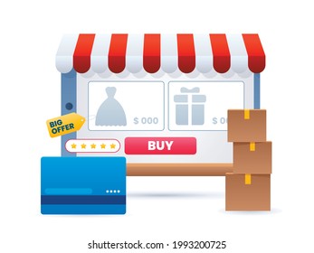 Online shopping and online store concept. Online shop and online order concept. Flat vector illustration design.