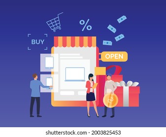 Online shopping and online store concept. Online shop and online order concept. Flat vector illustration design.