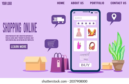 Online shopping store concept for website, mobile application, web banner, info graphics or discount coupons. Vector illustration eps10