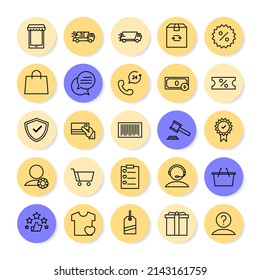 Online Shopping Store elements Icon set