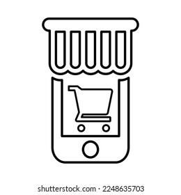 Online shopping Store Icon In Line Style