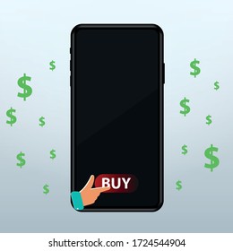 online shopping in the online store. The layout of the phone with the offers of the store. Commercial sales. vector