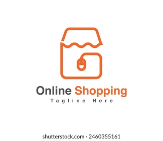 Online-Shopping-Shop-Logo-Designs Vorlage.  Online Shop Einfaches und minimalistisches Vektorgrafik Logo Konzept. Warenkorb und Einkaufstasche kreative Kombination Logo Design.