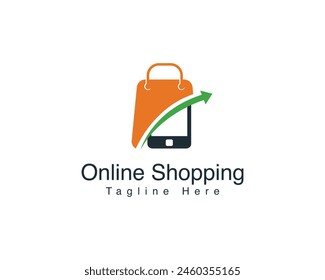 Online shopping store logo designs Template.  Online shop simple and minimalist vector logo concept. Shopping cart and Shopping bag creative combination logo design.